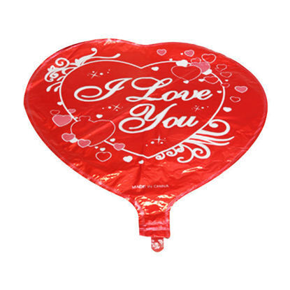 Picture of Chinese Laser Balloon Red Heart Shape with Helium Stick