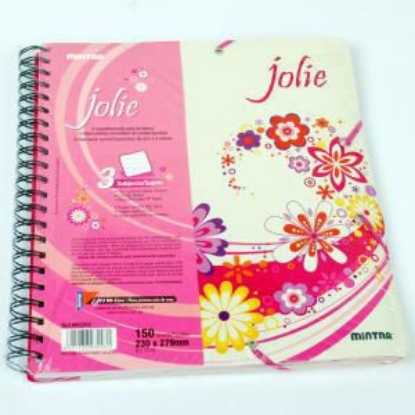 Picture of Wire notebook jolie lined double 150 sheets 56 grams 3 dividers mantra 