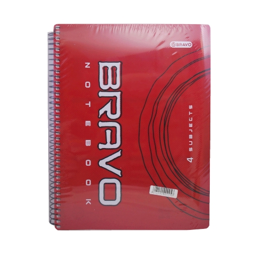 Picture of Wirebound Notebook, Red 160 Sheets A4 with 4 Dividers 29.7 x 21 cm 70 gsm - Bravo