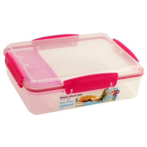 Image de Boîte à lunch en plastique rose 975 ml - Sistema 21482