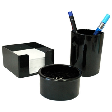 Zeige Details für 3-teiliges Bürozubehör-Set (Schreibwaren + Stiftbecher + Clip-Box) Schwarz - Ark 1300 Bild von 3-teiliges Bürozubehör-Set (Schreibwaren + Stiftbecher + Clip-Box) Schwarz - Ark 1300