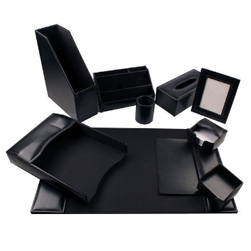 Show details for office set Leather  10 Pieces Black Mintra Model 06197 Picture of office set Leather  10 Pieces Black Mintra Model 06197