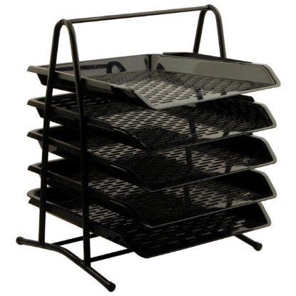 Picture of Semi-Metallic Mesh Document Tray, 5-Tier Black - Ark 5-1800