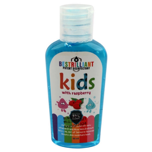 Picture of Kids potent disinfectant with Raspberry Scent 60 ml 70% Alcohol - Bestrilliant FP-0013