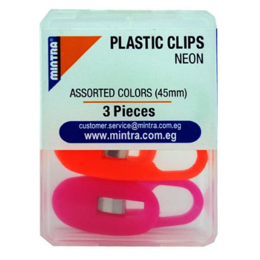 Picture of Plastic Paper Clip 45 mm, Phosphorescent Color, 3 Pieces - Mintra 96950