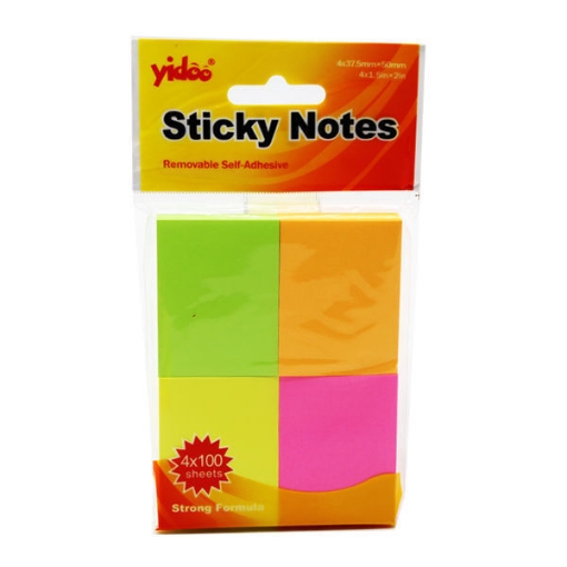 Bild von Haftnotizen Buntes Papier 4 Stück, Größe 50 × 37,5 mm, 100 Blatt - Yidoo Modell Y04-4K