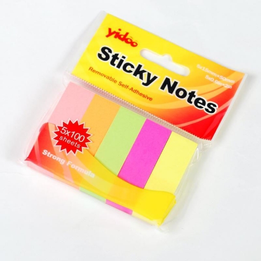Bild von Yidoo Haftnotizen 5 Farben Rechteckige Register 50 × 15 mm 100 Blatt Modell Y02-5