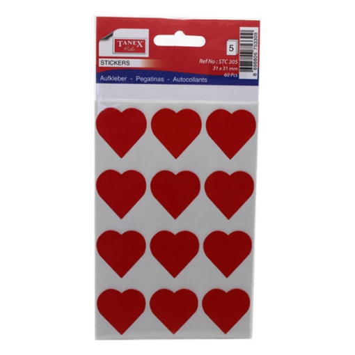 Picture of Red Heart Sticker 5 Sheets 12 Pieces - Tanex 305