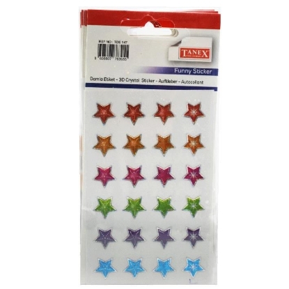 Picture of Sticker Highlights 3D Stars Shape 24 Pieces, One Sheet - Tanex TDE-147