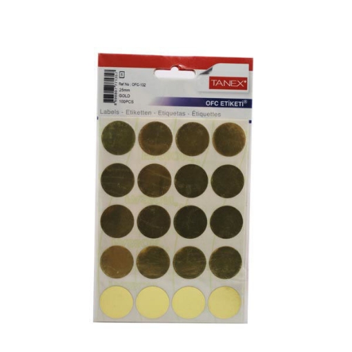 Picture of Round Office Labels, Gold 25mm 20*10 - Tanex OFC-132