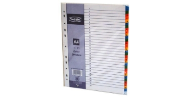 Show details for Cardboard Index Dividers with Plastic Tabs Numbers and Colors 1-31 - Yassin Picture of Cardboard Index Dividers with Plastic Tabs Numbers and Colors 1-31 - Yassin