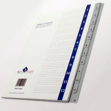 Show details for Plastic Index Dividers Numbers 1: 12 Grey - Sofiplast Picture of Plastic Index Dividers Numbers 1: 12 Grey - Sofiplast