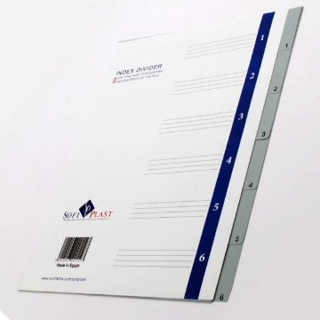 Show details for Plastic Index Dividers, Numbers 1: 6 Grey - Sofi Plast Picture of Plastic Index Dividers, Numbers 1: 6 Grey - Sofi Plast