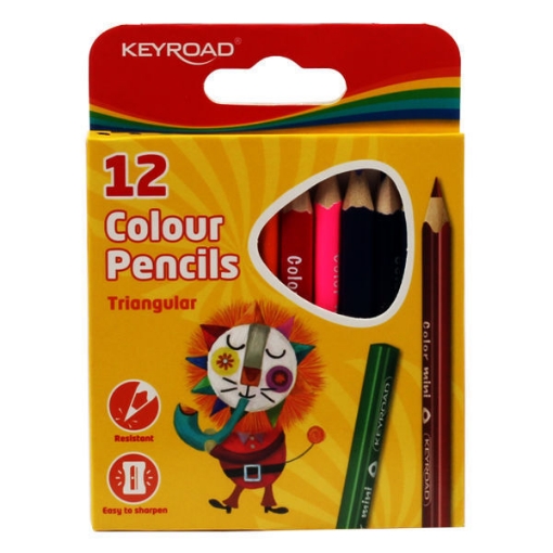 Image de Crayons en bois, 12 couleurs, triangle médical court Keyroad, Modèle KR971285.