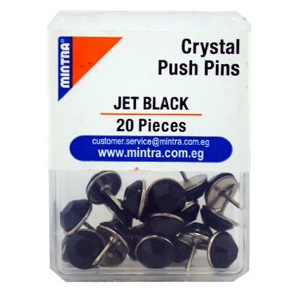 Picture of Set of Crystal Push Pin 20 Pieces Jet Black 24g - Mintra 95675