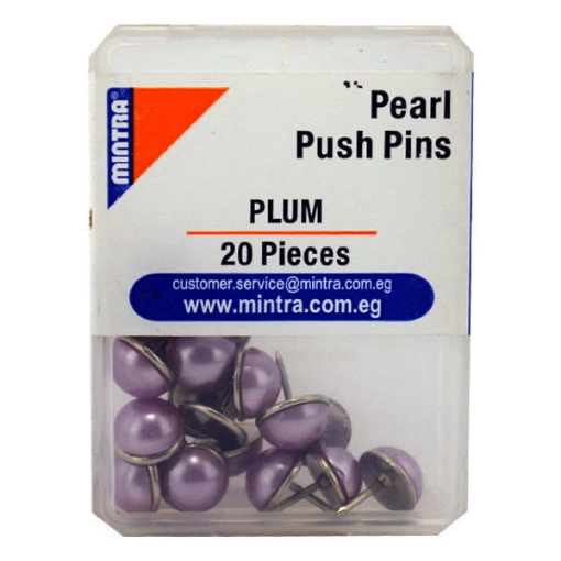 Picture of Push Pins 20 Pieces, Pearl Shape Plum - Mintra 95650