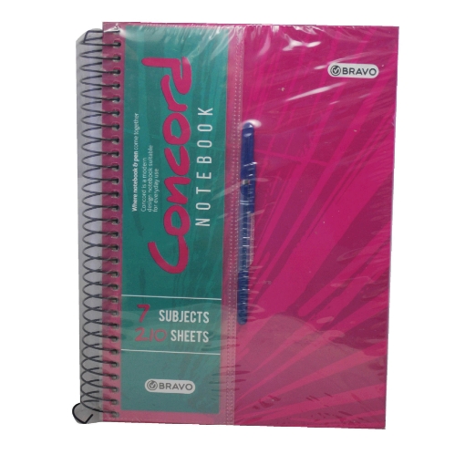 Picture of University Notebook Wirebound, Lined White Paper, Cardboard Cover, 210 Sheets, 7 Dividers + Ballpoint Pen 21 x 29.7 cm A4 - Bravo Sasco Concord