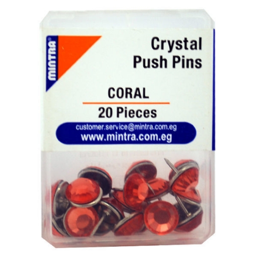 Picture of Set of Crystal Push Pin 20 Pieces Coral 22, 24g - Mintra 95673