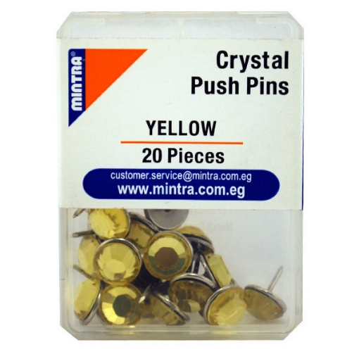 Picture of Set of Crystal Push Pin 20 Pieces Yellow 26, 24g - Mintra 95674