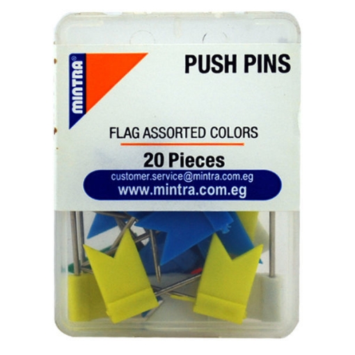 Picture of Colored Push Pins or Board Pins in the shape of flags - Mintra 94358