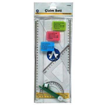 Zeige Details für Geometrieset 5 Teile (2 Dreiecke + 20 cm Lineal + Winkelmesser + Geodreieck) Transparentes Plastik - Ark Bild von Geometrieset 5 Teile (2 Dreiecke + 20 cm Lineal + Winkelmesser + Geodreieck) Transparentes Plastik - Ark