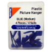 Picture of Plastic Hanger Medium Size Blue Color 4 Pieces 4 Nails - Mintra