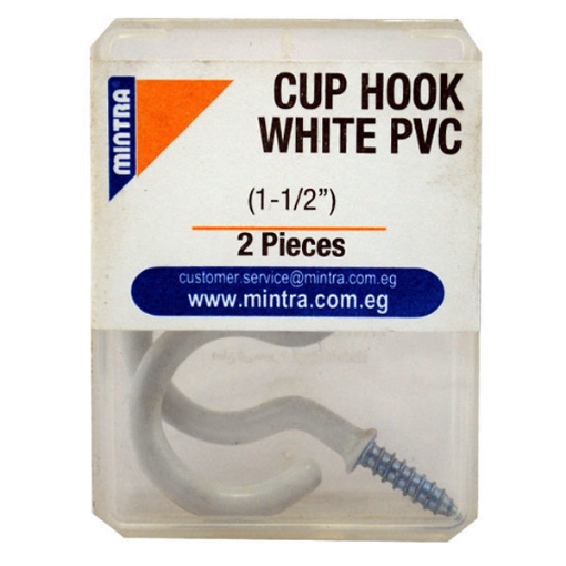 Picture of 2 Plastic Covered Metal Hooks semicircular 1.5 inch, White - Mintra 94465