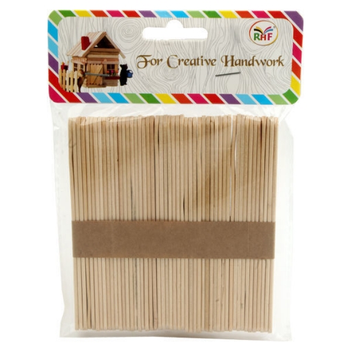 Image de Bâtonnets en bois larges 11,5 × 0,9 cm, 2 mm d'épaisseur, sachet de 50 pièces – Modèle MB-1001