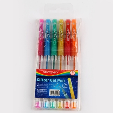 Mostrar detalles de Juego de bolígrafos de gel 6 colores con purpurina - Key Road KR55748 Imagen de Juego de bolígrafos de gel 6 colores con purpurina - Key Road KR55748