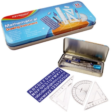 Zeige Details für Keyroad Geometrie-Set mit 11 Teilen in Metallbox – Modell KR971708 Bild von Keyroad Geometrie-Set mit 11 Teilen in Metallbox – Modell KR971708