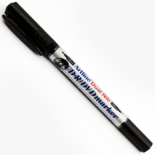 Picture of Marker Pen 2 Tip CD (1mm, 0.4mm) Black - Art Line