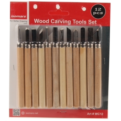 Picture of Wood Carving Tools Set 12 Pieces Beige - Isomars WC12