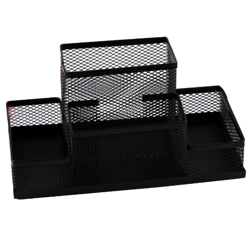 Picture of Black 4-Hole Metal Mesh Office Desk - 9125