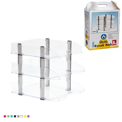 Picture of 3 Drawers Transparent Plastic Document Tray 34.5×25.6×65 cm - Ark 4093