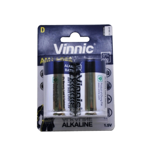 Picture of 2 Batteries\ Card AM1 LR20, 1.5 V - Vinnic Alkaline