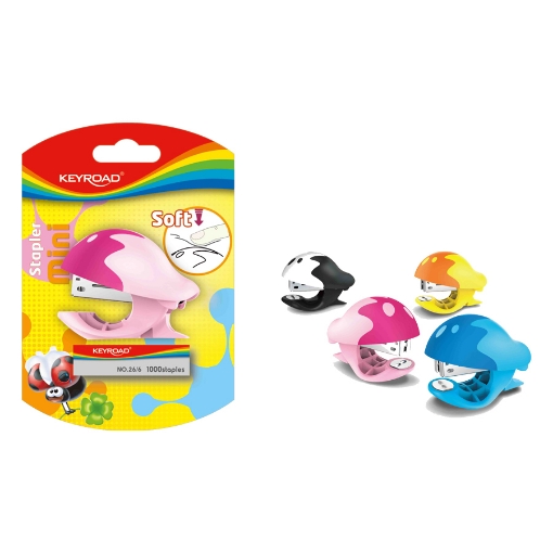 Bild von Keyroad Soft Mini-Heftgerät 20 Blatt + Schachtel Heftklammern Größe 6/26, 1 Stück auf Karte – Modell KR971301