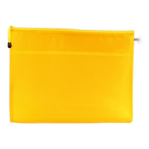 Picture of Plastic Zipper Folder with Mesh Divider Yellow A3 - Simba