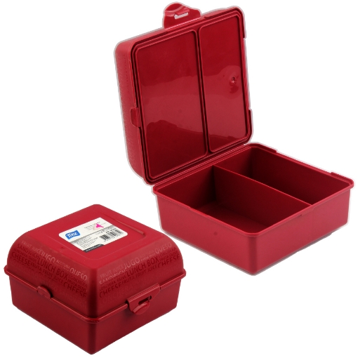 Picture of Red Divided Plastic Lunch Box - Titiz AP9081