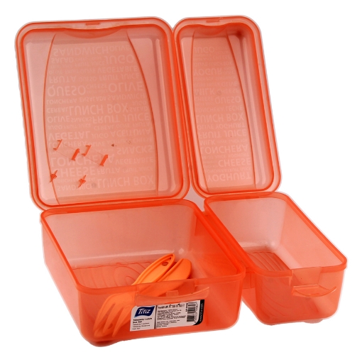 Picture of Orange Plastic Divided Lunch Box - Titiz AP9082