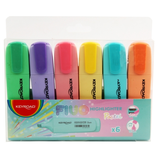 Picture of Set of 6 fluorescent pens Pastel Keyroad Model KR972174