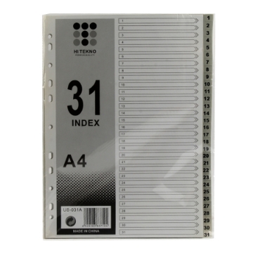 Show details for Plastic Grey Index Dividers with Tabs Numbers 31: 1 - HI TEKNO Picture of Plastic Grey Index Dividers with Tabs Numbers 31: 1 - HI TEKNO