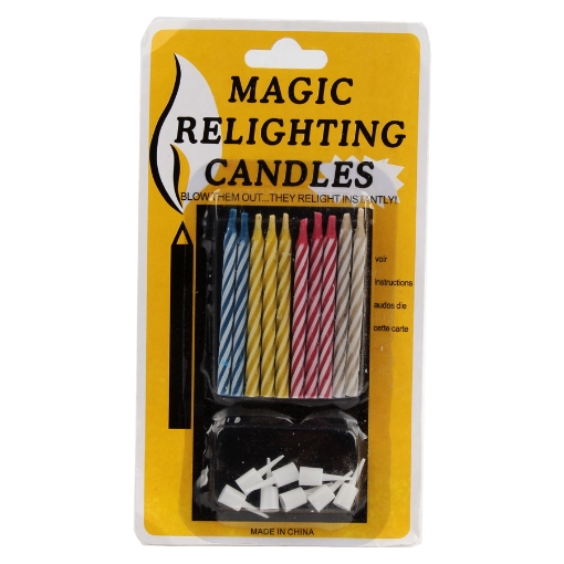 Picture of 10 pcs 17 g Multicolor Magic Candle Card Relight with Base for Birthday