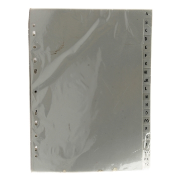Show details for dividers letters A - Z plastic Gray with tongue EML  Picture of dividers letters A - Z plastic Gray with tongue EML