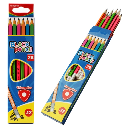 Bild von Graphitbleistift 2B Dreikant mit Radiergummi 2,2 mm - Keyroad Modell KR971713