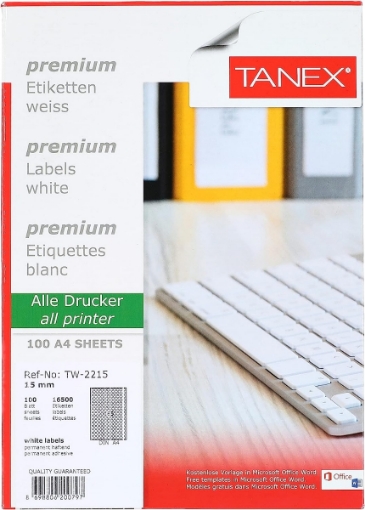 Picture of Computer Labels, White 50 Sheets 144 Rectangles, 35 x 12.4 mm A4 - Tanix TW-200 TR