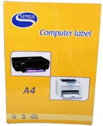 Picture of COMPUTER LABLE 25 Sheets A4 orange- Simba