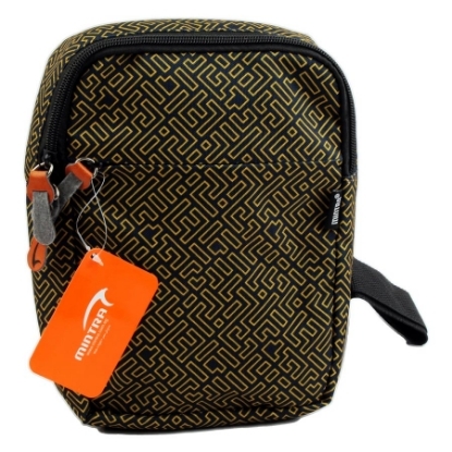 Picture of Black yellow Zigzag Printed Crossbody Bag 3 Zippers 5 * 22.5 * 16 cm – Mintra -09557.