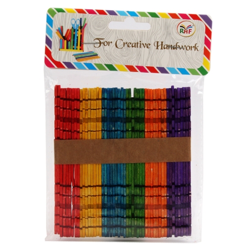 Imagen de Palitos de madera anchos de colores 11 × 1 cm, grosor de 2 mm, paquete de 50 piezas – Simba modelo MB-1012