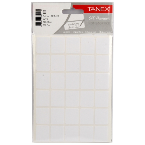 Picture of Handwriting label, White Rectangular 10 Sheets 30 Rectangles, 23 x 19 mm A5 - Tanex OFC-111