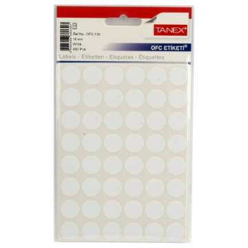 Show details for Round Office Labels White 16 mm, 10 Sheets A5 * 48 Labels - Tanex OFC-130 Picture of Round Office Labels White 16 mm, 10 Sheets A5 * 48 Labels - Tanex OFC-130